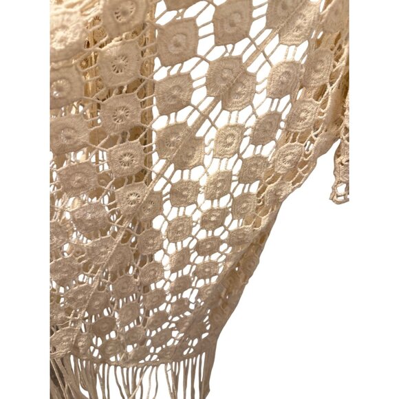 Rebellion Boho Crochet Lace Kimono Cardigan With Fringe  Size L - Picture 12 of 12